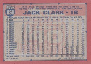 1991 Topps #650 Jack Clark
