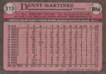 1989 Topps #313 Denny Martinez