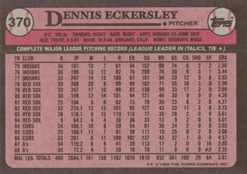 1989 Topps #370 Dennis Eckersley