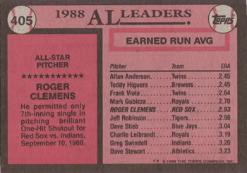 1989 Topps #405 Roger Clemens