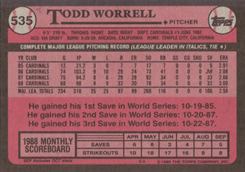 1989 Topps #535 Todd Worrell