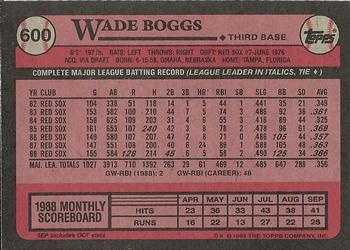 1989 Topps #600 Wade Boggs