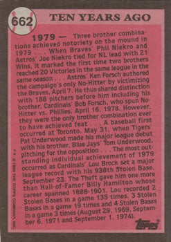 1989 Topps #662 Lou Brock