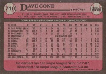 1989 Topps #710 Dave Cone