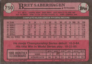 1989 Topps #750 Bret Saberhagen