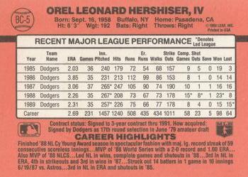 1990 Donruss #BC-5 Orel Hershiser Bonus MVP's