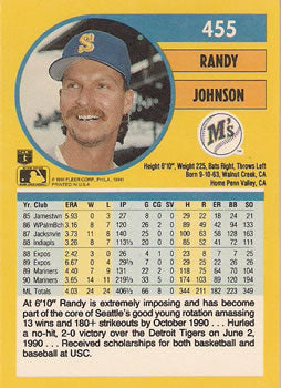 1991 Fleer #455 Randy Johnson