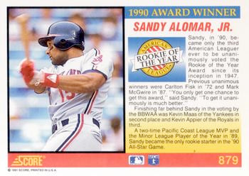 1991 Score #879 Sandy Alomar, Jr.