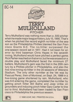 1991 Donruss #BC-14 Terry Mulholland Bonus Cards