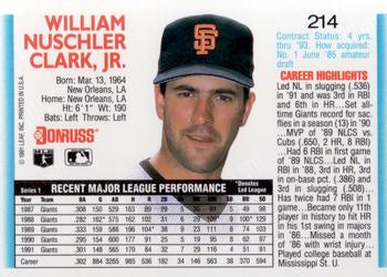 1992 Donruss #214 Will Clark