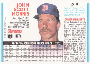 1992 Donruss #216 Jack Morris