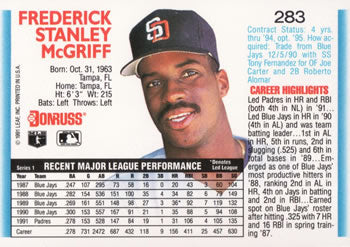 1992 Donruss #283 Fred McGriff