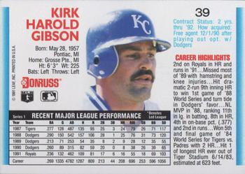 1992 Donruss #39 Kirk Gibson