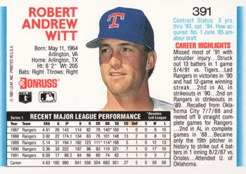 1992 Donruss #391 Bobby Witt