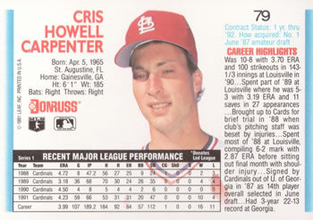 1992 Donruss #79 Cris Carpenter