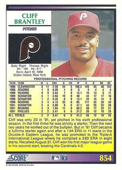 1992 Score #854 Cliff Brantley