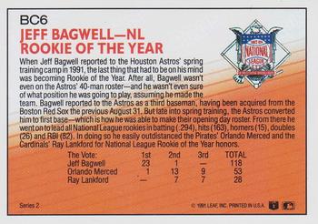 1992 Donruss #BC6 Jeff Bagwell Bonus Cards