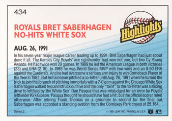 1992 Donruss #434 Bret Saberhagen
