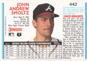 1992 Donruss #442 John Smoltz