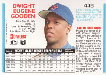 1992 Donruss #446 Dwight Gooden