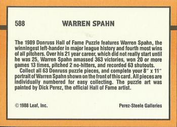 1989 Donruss #588 Warren Spahn Puzzle