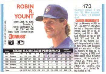 1992 Donruss #173 Robin Yount