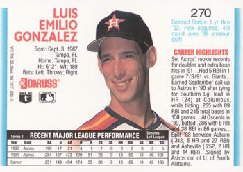 1992 Donruss #270 Luis Gonzalez