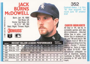1992 Donruss #352 Jack McDowell