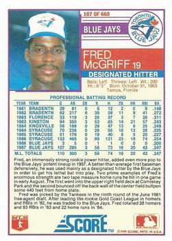 1988 Score #107 Fred McGriff