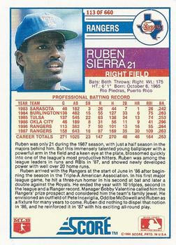 1988 Score #113 Ruben Sierra