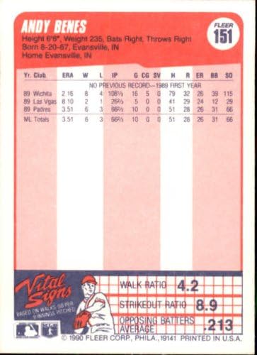 1990 Fleer #151 Andy Benes