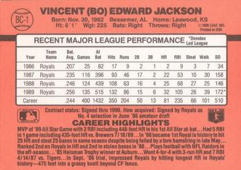 1990 Donruss #BC-1 Bo Jackson Bonus MVP's