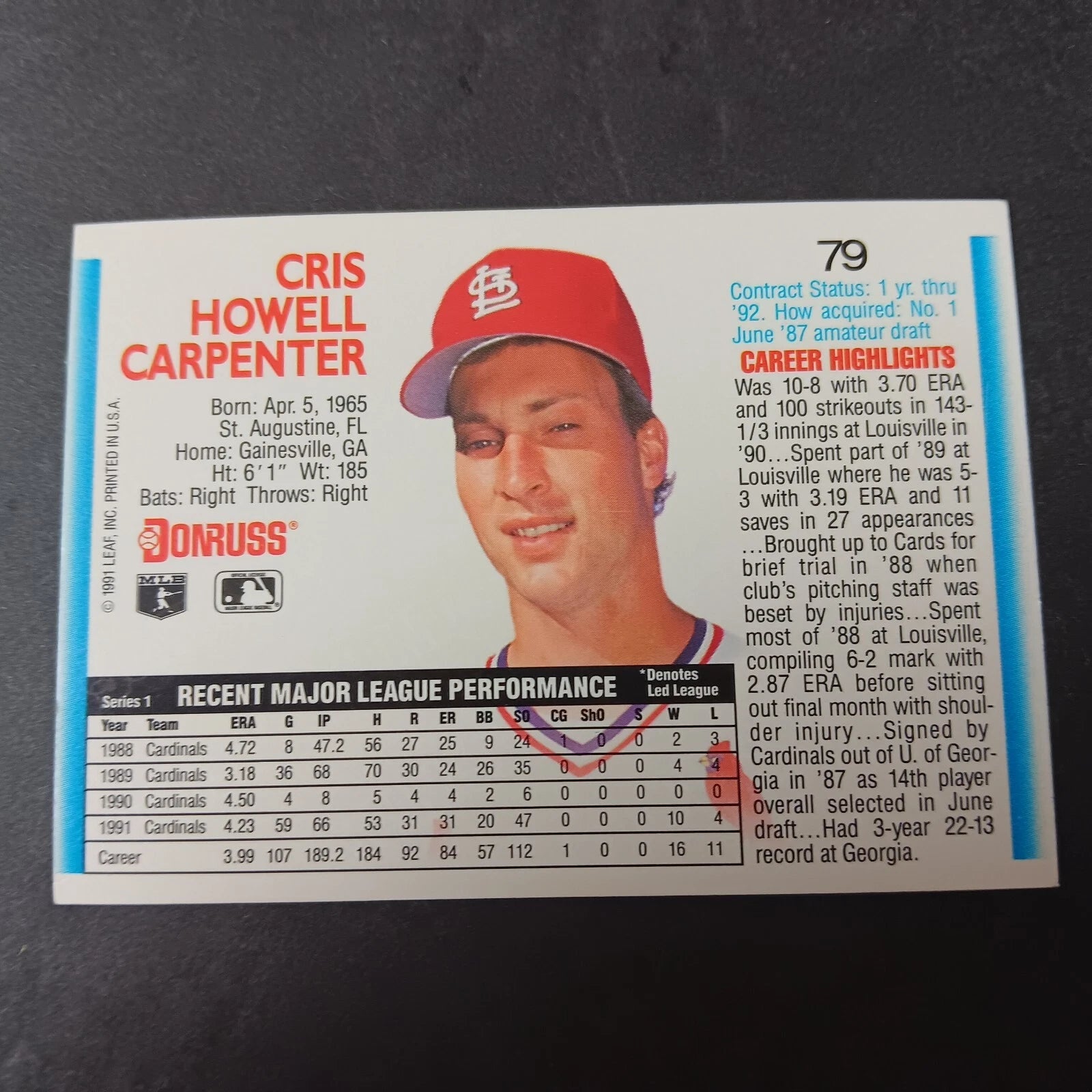 1992 Donruss #79 Cris Carpenter