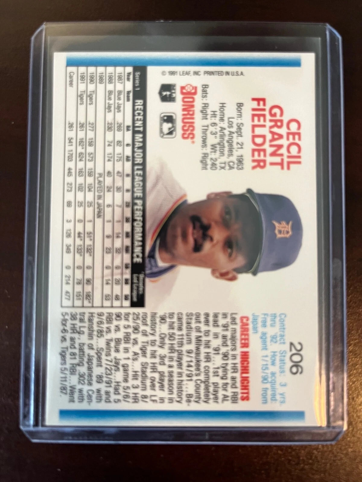1992 Donruss #206 Cecil Fielder