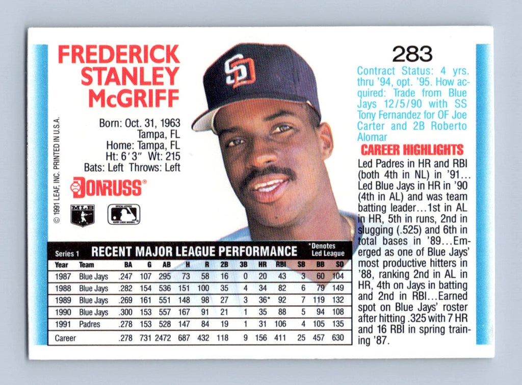 1992 Donruss #283 Fred McGriff