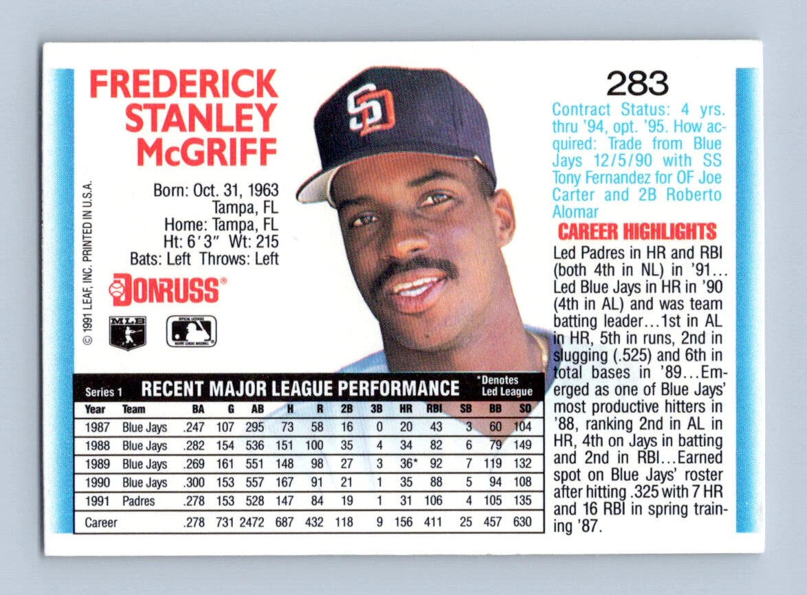1992 Donruss #283 Fred McGriff
