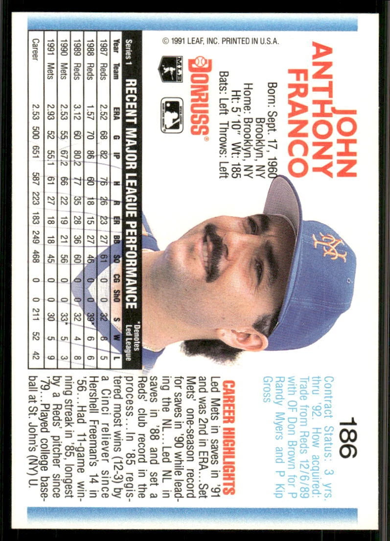 1992 Donruss #186 John Franco