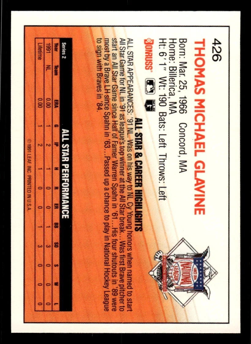 1992 Donruss #426 Tom Glavine